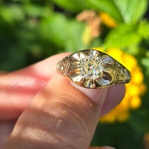 14K old mine cut diamond ring